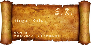 Singer Kolos névjegykártya